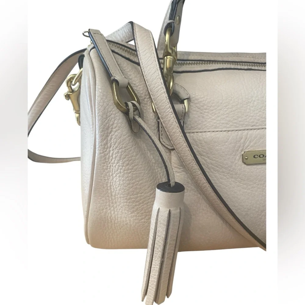 Coach Avery Pebbled Leather Satchel | Ivory Beige